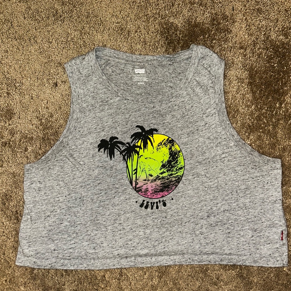 Levi's Heather Gray Tropical Graphic Crop Top
